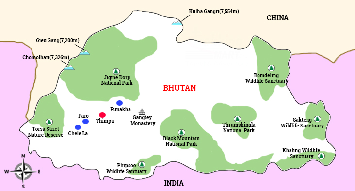 map of butan