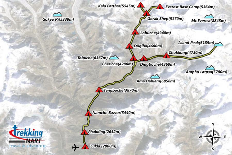 Island Peak Climbing With EBC Trek Trip Map