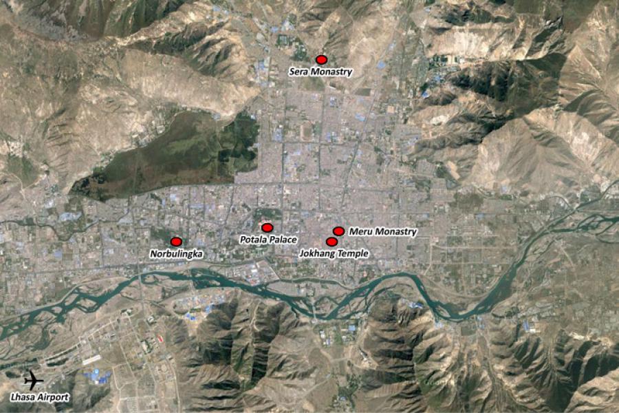 Lhasa Tour- 4 days  Trip Map