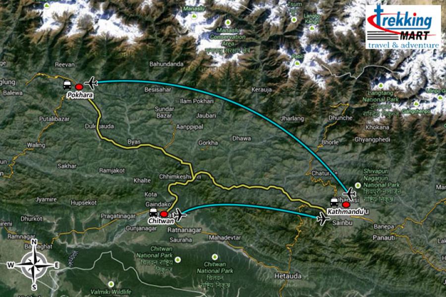 Nepal Exclusive Tour Trip Map