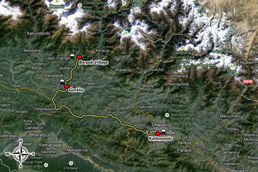 Nepal Homestay Package Tour Trip Map