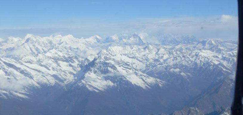 View of Himalayas from helicopter