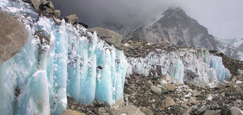 Snow penitents at Khumbu region